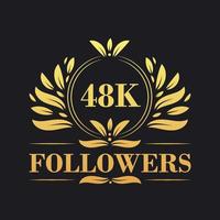 48k seguidores celebração Projeto. luxuoso 48k seguidores logotipo para social meios de comunicação seguidores vetor