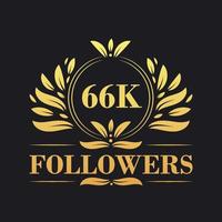 66k seguidores celebração Projeto. luxuoso 66k seguidores logotipo para social meios de comunicação seguidores vetor