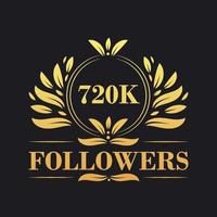 720k seguidores celebração Projeto. luxuoso 720k seguidores logotipo para social meios de comunicação seguidores vetor