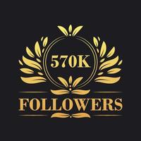 570k seguidores celebração Projeto. luxuoso 570k seguidores logotipo para social meios de comunicação seguidores vetor