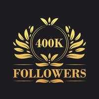 400k seguidores celebração Projeto. luxuoso 400k seguidores logotipo para social meios de comunicação seguidores vetor