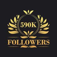 590k seguidores celebração Projeto. luxuoso 590k seguidores logotipo para social meios de comunicação seguidores vetor