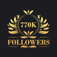 770k seguidores celebração Projeto. luxuoso 770k seguidores logotipo para social meios de comunicação seguidores vetor