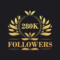 280 mil seguidores celebração Projeto. luxuoso 280 mil seguidores logotipo para social meios de comunicação seguidores vetor