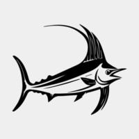 Preto marlin pescaria logotipo vetor isolado