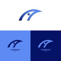 uma simples e elegante carta uma logotipo, com lindo luz azul e azulado roxa gradiente cores. adequado para Reforço seu o negócio identidade vetor