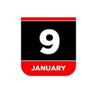 9 janeiro vetor calendário vetor ícone. 9 jan cartão.