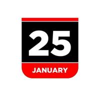 Dia 25 janeiro vetor calendário página. 25 jan ícone.