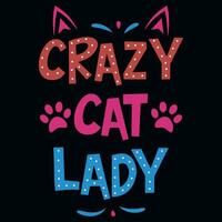 gatos gato mãe louco gatos tipográfico camiseta Projeto vetor