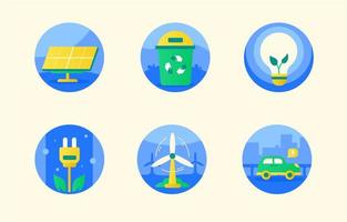 conjunto de ícones de tecnologia de energia renovável vetor