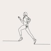 minimalista corrida linha arte, esporte, exercício, atleta esboço desenho, simples esboço, corredor fitness, ilustração vetor