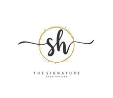 s h sh inicial carta caligrafia e assinatura logotipo. uma conceito caligrafia inicial logotipo com modelo elemento. vetor