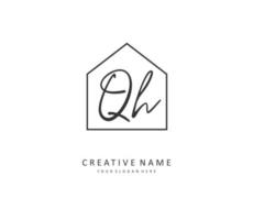 q h qh inicial carta caligrafia e assinatura logotipo. uma conceito caligrafia inicial logotipo com modelo elemento. vetor