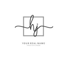 hj inicial carta caligrafia e assinatura logotipo. uma conceito caligrafia inicial logotipo com modelo elemento. vetor