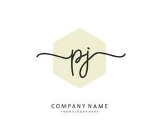 pj inicial carta caligrafia e assinatura logotipo. uma conceito caligrafia inicial logotipo com modelo elemento. vetor