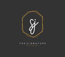 sj inicial carta caligrafia e assinatura logotipo. uma conceito caligrafia inicial logotipo com modelo elemento. vetor