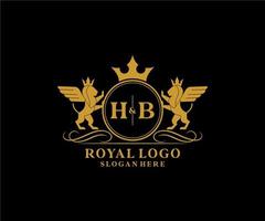 inicial hb carta leão real luxo heráldico, crista logotipo modelo dentro vetor arte para restaurante, realeza, butique, cafeteria, hotel, heráldico, joia, moda e de outros vetor ilustração.