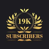 19k assinantes celebração Projeto. luxuoso 19k assinantes logotipo para social meios de comunicação assinantes vetor