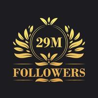 29m seguidores celebração Projeto. luxuoso 29m seguidores logotipo para social meios de comunicação seguidores vetor