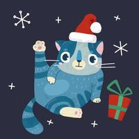 Natal e Novo ano feriado vetor estoque ilustração com fofa gato e neve.