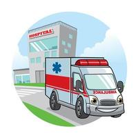 desenho animado ambulância carro ilustração vetor
