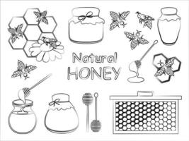 rabisco conjunto apicultura 1 linha vetor