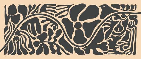 Matisse arte fundo vetor. abstrato natural mão desenhado padronizar Projeto com flores, folhas, galhos. simples contemporâneo estilo ilustrado Projeto para tecido, imprimir, cobrir, bandeira, papel de parede. vetor