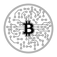 bitcoin criptomoeda com o circuito disjuntor do blockchain tecnologia. digital dinheiro descentralização. vetor arte ilustração