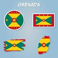 América com selecionado Granada mapa e Granada bandeira ícone. vetor