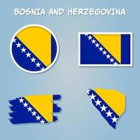vetor do Bósnia e herzegovina país esboço silhueta com bandeira definir.