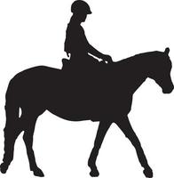 Preto silhueta do uma mulher equitação cavalo vetor