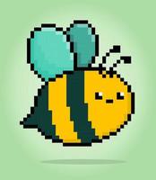 pixel 8 mordeu abelha. animal personagem jogos ativos dentro vetor ilustrações.