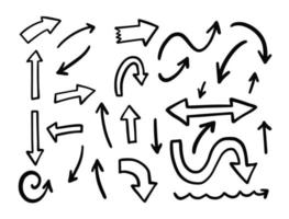mão desenhado roteiro Preto cor Setas; flechas definir. esquerda, certo, topo e baixa sinais. vetor