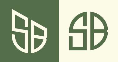 pacote de designs de logotipo sb de letras iniciais simples criativas. vetor