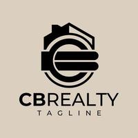 minimalista casa realty carta c b cb logotipo Projeto. moderno real Estado inicial cb. vetor