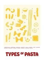 italiano massa tipos definir. poster ilustração. moderno impressões para cardápio projeto, livros de receitas, convites, cumprimento cartões. vetor