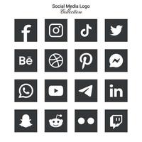popular social rede logotipo ícones coleção vetor