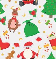desatado Novo anos padronizar com santa Papai Noel, cervo, Pão de gengibre homem, Natal árvore, pirulito. vetor ilustração