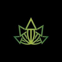 cannabis folha seta linha criativo logotipo vetor