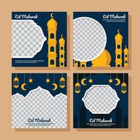 postagem de mídia social flat eid mubarak vetor