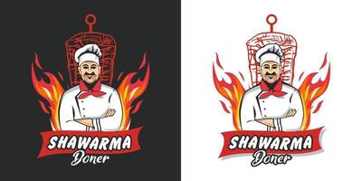logotipo da shawarma para restaurantes e mercados. modelo de logotipo doner kebab. ilustração em vetor eps10.