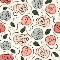 fofa colorida vintage desatado vetor padronizar fundo ilustração com rosa flores