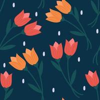 fofa desenho animado abstrato colorida desatado vetor padronizar fundo moderno ilustração com lindo vermelho e amarelo tulipas