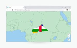 navegador janela com mapa do central africano república, procurando central africano república dentro Internet. vetor