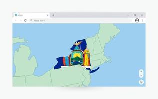 navegador janela com mapa do Novo Iorque, procurando Novo Iorque dentro Internet. vetor