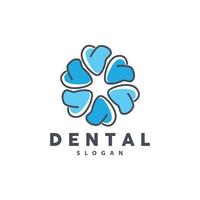 logotipo do dente, vetor de saúde bucal, ilustração de marca de cuidados