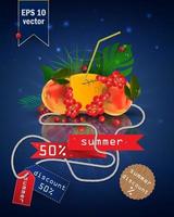 ilustração de liquidação de verão com frutas e suco