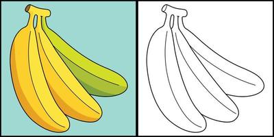 banana fruta coloração página colori ilustração vetor