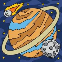 planeta Saturno colori desenho animado ilustração vetor