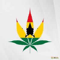 bandeira do Gana dentro maconha folha forma. a conceito do legalização cannabis dentro Gana. vetor